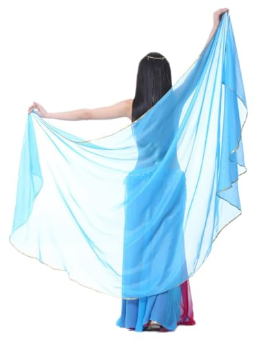 Wambere 250 cm x 120 cm halvcirkelhalsduk halvrund chiffong handhalsduk magdanshalsduk damer magdans accessoarer handduk magdans halsduk slöja magdans garnkast magdans, slöja, havsblå