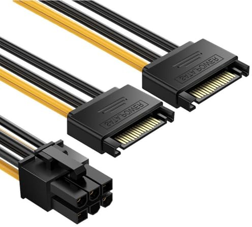 GMBYLBY Singolo/Doppio Sata-15 Pin Corrente A 6 Pin Cavo di Alimentazione Per Scheda Grafica 20 cm Semplice Collegamento Della Scheda Grafica