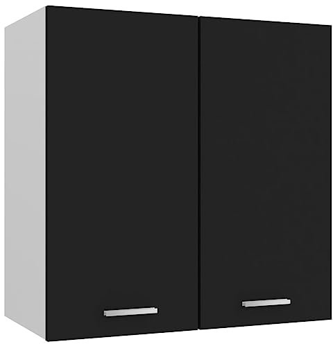 Myheimly Küchenschrank,Unterschrank Küche, Küchenmöbel, Küchenzeile,Standschrank Küche,Wandschränke,Aufbewahrungsschrank Hängeschrank Schwarz 60x31x60 cm Holzwerkstoff