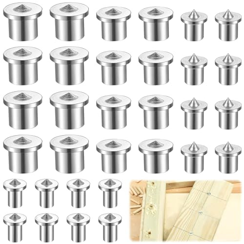 XTUDOU® 32 Stück Holzdübel Zentrierspitzen, Massiv Dübel Zentrierspitzen, für Holzverarbeitung Holz Tenon Bit Werkzeug (6/8/10/12 mm)