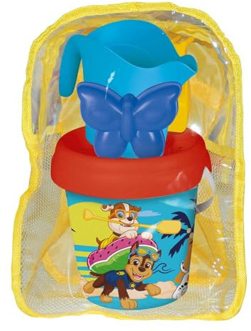 Smoby - Sac à Dos avec Seau de Plage Pat' Patrouille – Comprend Seau, Pelle, râteau, Tamis, arrosoir et Moule – Matériau recyclé – pour Enfants à partir de 18 Mois – (7600862215)