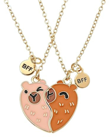 MorLuks Collar de la amistad con diseño de corazón para mejores amigas, colgante de pareja, accesorio diario, Capybara, 1, 1