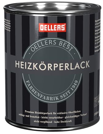 OELLERS Premium Heizkörperlack, 1 Liter, RAL 1015 Hellelfenbein, Vergilbungsschutz, glänzend, temperaturbeständig, beste Ergebnisse für exklusive Oberflächen