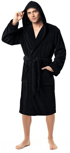 Soffice Vestaglia Uomo Invernale Pile Morbido Accappatoio con Cappuccio | Accappatoio con cappuccio e cintura regolabile in morbido pile per un comfort accogliente e perfetto per rilassarsi.