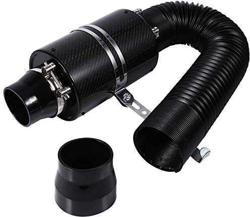 Kit d'admission d'air froid universel en fibre de carbone de 7,6 cm, système de filtre en tuyau en plastique ABS pour voitures, noir