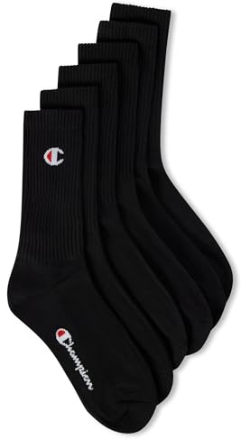 Champion Unisex Socks Basics 6pk Crew Füßlinge, Schwarz, 35-38 EU