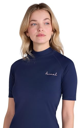 Animal Daisy Womens Logo Rash Vest - UPF 50+, Chlorine & Saltwater Resistant - Spring Summer, Beach, Swimming, Pool, Diving, Water Sports Navy Women's Size 6
