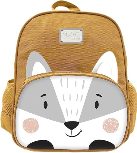 Nuvita 8740 | Kinderrucksack | Aufbewahrungstasche | Tasche mit Fächern | Ergonomischer Kinder-Rucksack | Rucksack mit verstellbaren Gurten für Vorschulkinder | (1-3 Jahre) |Ocker/Katze