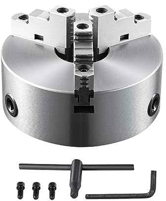 VEVOR 3-Jaw Self-Centering Lathe Chuck, 8'' - 0.16-8 in/4-200 mm Clamping Range, T-Key Fixing Screws, Hexagon Wrench, for Lathe, 3D Printer, Machining Center, Milling, Drilling Machine