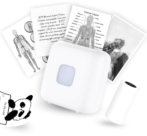 vretti Mini-Thermo-Etikettendrucker, 300DPI Taschendrucker kompatibel mit Android & iOS, kabelloser Taschendrucker für iPhone Arbeitsauflistung, Notizen, Journal, Reisen