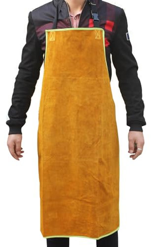 Tablier de Soudage en Cuir avec Manches, Résistant À la Chaleur et À la Flamme Manteau de Soudure Résistant Vestes de Soudeur pour Hommes et Femmes