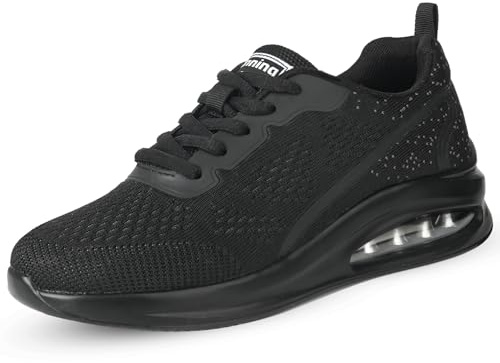 Mioceko Womens Trainers Ladies Air Cushion Running Shoes Arch Support Orthopedic Casual Athletic Sneakers All Black 6 UK