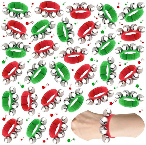 30 Bracelets à grelots PLULON, Instruments de Percussion, grelots de Cheville, Jouets musicaux rythmiques, décorations de Noël, Cadeaux pour fêtes de Noël
