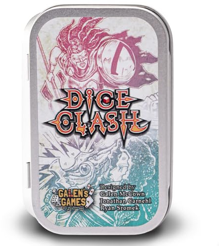 Galen's Games Dice Clash – Portable Dice & Card Game for Adults & Teens, Travel-Size Strategy Teens Games for A Fun Family Game Night or Camping, 1–2 Players, Quick 15-Minute Gameplay