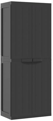 Generico Armadio da Esterno Nero 65x37x165 cm in PP,Mobili,Armadietti e portaoggetti,Armadietti e stipi,Nero,12.23 kg,364205