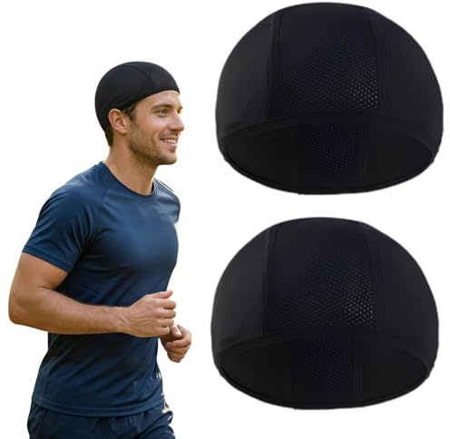 JYXNU 2pcs Gorro de Ciclismo para Hombre Mujer, Gorro Verano de Ciclismo Bajo Casco, Respirable Ciclismo Skull Cap Verano, Forro para Casco para Sotocasco Moto, Sotocasco Bici, Absorbe Sudor y Humedad