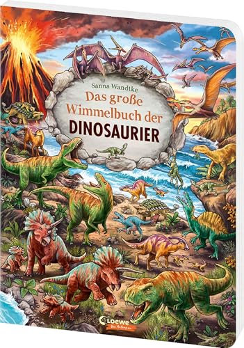 Das große Wimmelbuch der Dinosaurier: Die Urzeitgiganten in spektakulären Wimmelbildern direkt benannt - Großes Pappbilderbuch für Dinofans ab 3 Jahren