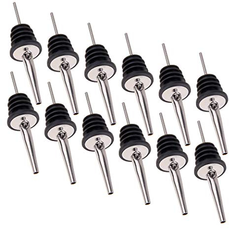 QH-Shop Versatori in Acciaio Inox Beccuccio Conico Liquore Bottiglia Versatore Tappo Versatore Salvagoccia per Liquore Vino Olio Cocktail Succo 12 Pezzi