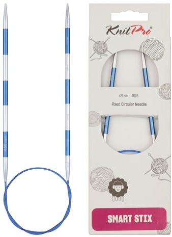 KnitPro K42069 Aiguilles à Tricoter circulaires Fixes, Métal, Bleu, 60cm x 4mm