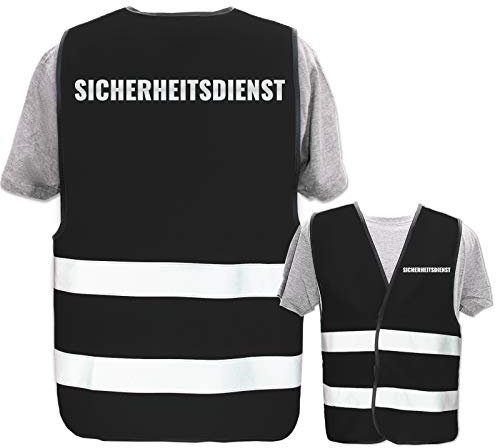Hochwertige Warnweste mit Leuchtstreifen * Bedruckt mit: Sicherheitsdienst (Reflektierend) * Farbe + Größe: Schwarz (6XL) * Thema Sicherheit und Team * Farbiger oder Reflektierender Druck