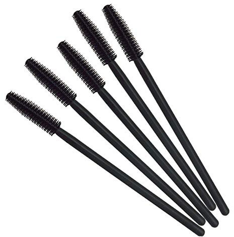 KOLIGHT Pack of 100pcs Colorful Disposable Mascara Brush Silicone Head Wands Applicator Makeup Eye Lash Brush Kits (Black)