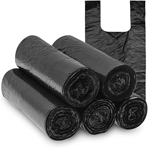 LKJHG Sac à ordures de Cuisine de 20 litres Sac 100% biodégradable en amidon de maïs, Sac à ordures de Salle de Bain de Cuisine familiale avec poignée, Noir