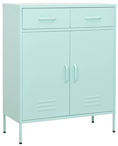 vidaXL Lagerschrank Sideboard Kommode Anrichte Stahlschrank Schrank Beistellschrank Mehrzweckschrank Bücherschrank Standschrank Minzgrün 80x35x101,5cm Stahl