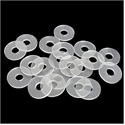 ITROLLE Lot de 20 joints de rondelle plate en vinyle transparent, vis en plastique de rechange pour poignées de porte de douche en verre, barres de serviettes, ensemble de capuchons, blanc