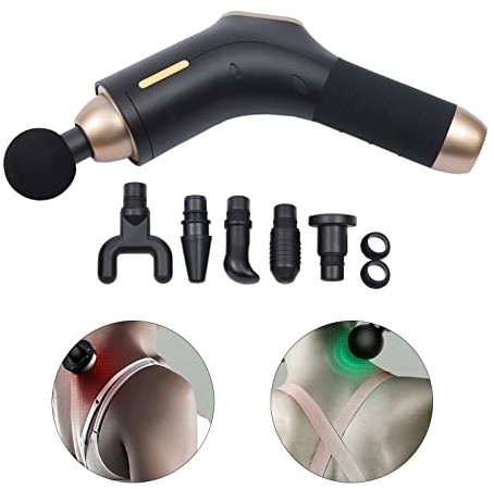 Massagepistole Mini Massage Gun Muskel Massagegerät für Rücken Nacken Schultern Hochfrequenz Elektrisches Handmassagegerät Muskel Lift Maschine Tragbares mit 6 Köpfen 30 Geschwindigkeiten LED Anzeige