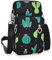 LTLSZRN Handytasche zum Umhängen,Handy Umhängetasche,Geldbörse Brieftasche,Nylon Kleine Umhängetasche mit Kopfhörer Eingang, Crossbody Schultertasche,Schultertasche für Handy unter 7 zoll(Kaktus)