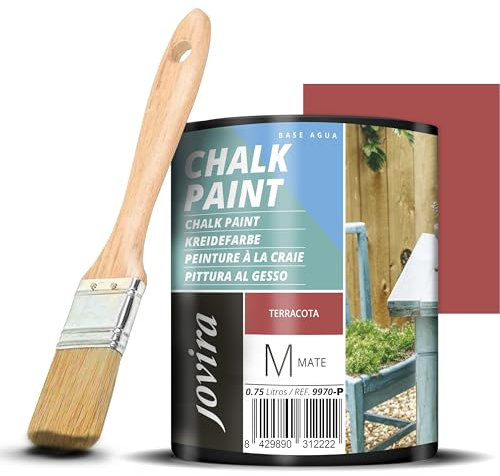 JOVIRA PINTURAS Peinture à la craie - Peinture à la craie à l'eau mate + Pinceau spécial bois. Renouvelez vos meubles avec créativité. (750 Millilitres, Terre cuite)