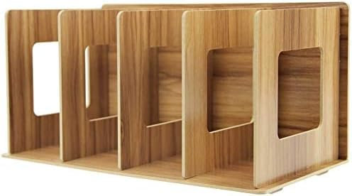 NICEYEA Holz Stehsammler Schreibtisch-Organizer Stehordner Fächerbox Buchablagen mit 4 Fächer Katalogsammler Buch Lagerung Regal für Schreibwaren Schreibtisch Organizer DIN A4 A5 Zeitschriften Halter