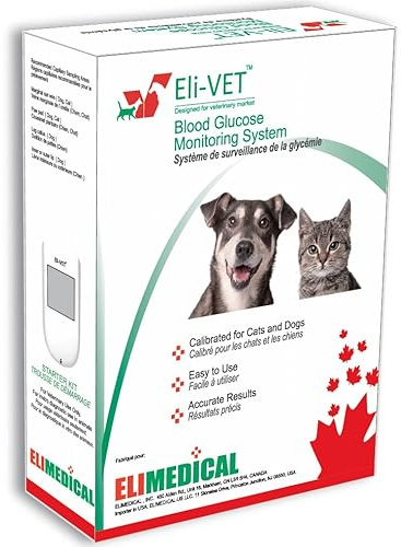 Elimedical Eli-Vet - Sistema de monitoreo de glucosa en sangre, para perros y gatos diabéticos para uso veterinario, BGMS01