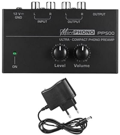 HUTSRAI Preamplificador de Preamplificador de Fono Ultracompacto PP500 con Control de Volumen y Enchufe Europeo