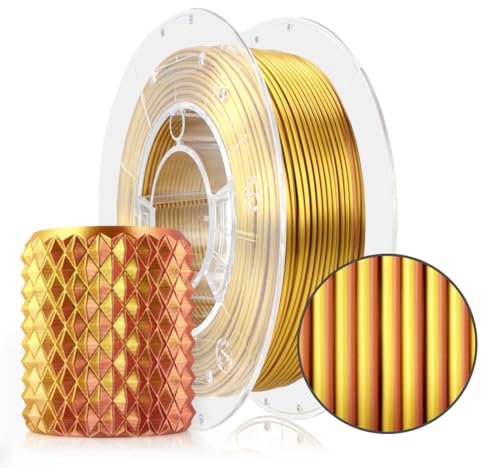 ROSA 3D PLA Magic Silk Filament 1.75 mm für 3D Drucker | Druckmaterialien Leicht Glänzend Bioabbaubar PLA 3D Drucker Filament | 3D Printing Materials | Gold Kupfer Spule 0,3 kg