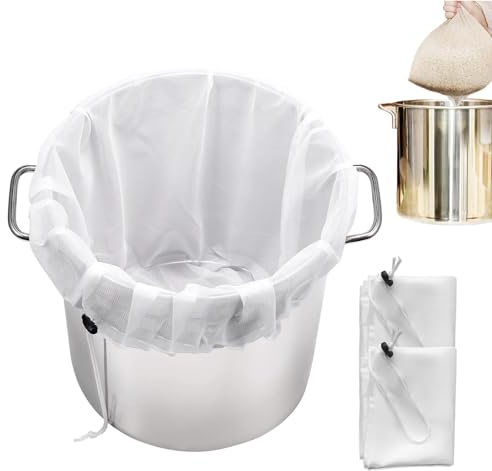 Straining-Reusable Muslin Bags - Large Mesh Strainer for Cooking, Nut Milk, Cheese, Yogurt, Brewing & Wine Making, 2Pack