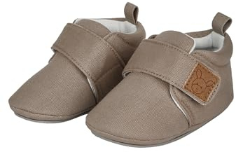 Sterntaler Baby Krabbelschuhe uni – Unisex Babyschuhe aus Canvas mit Jerseyfutter – Knöchelhohe Baby Schuhe mit rutschfester Sternensohle – Krabbelschuhe aus Baumwolle – Größe 22, Farbe graubeige