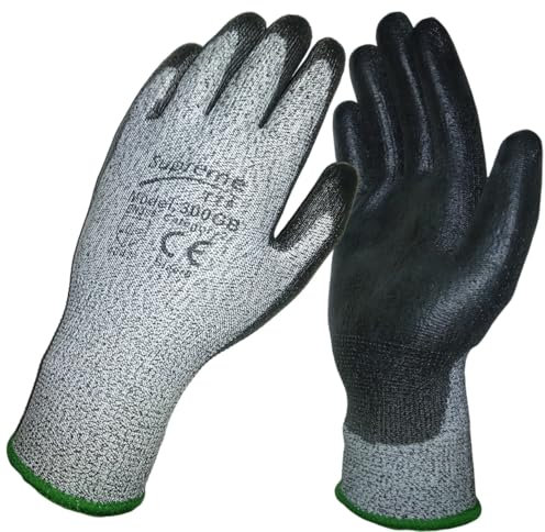 6 Pairs Cut Resistant Gloves Anti Cut Hand Safety Gloves, Kitchen tool Handling Protective Glove Level 3 CUT Protection PU Coated Palm & Fingertips Construction Gardening Automotive (2XL [Size 11])