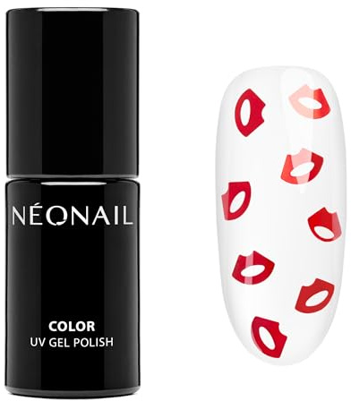 NÉONAIL UV Nagellack 7,2 ml - DON'T TALK. JUST KISS - Klar mit Roten Kussmündern - NÉONAIL Farben - UV Lack - Gel Nägel - Nageldesign -