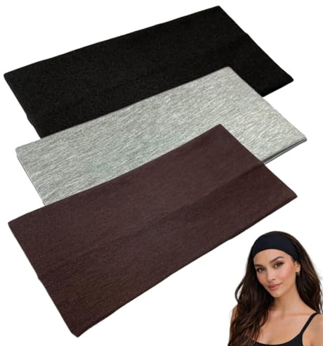 WESTEND CHOICE Extra Wide Headbands 11cm Plain Stretchy Kylie Head Band 3 Pack Unisex Bandeau Headbands for Women & Men Soft Hairbands Yoga Bandana Headband (Mixed set D)
