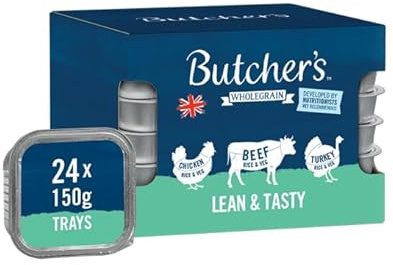 Butcher's Complete Wet Tray Adult Dog Food Lean & Tasty Low Fat Pack 24x150g - Chicken, Beef & Turkey
