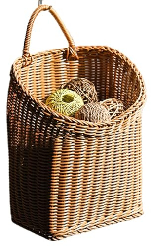 Rottinkorg för Vägg - Lantlig Blomförvaring Ornament | Flätad Rotting Dekorativ Väggkorg | för Inomhus Utomhus Barnrum Entré