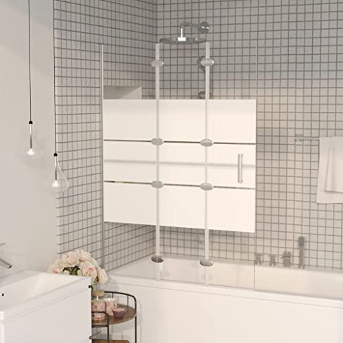 QUAHEAS Cabina de ducha plegable ESG 100 x 140 cm, color blanco con marco de aluminio, mampara de ducha para baño, puerta nicho con asa, cristal de seguridad, puerta plegable que ahorra espacio