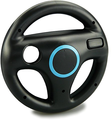 smardy Lenkrad für Wii Fernbedienung, Schwarz, Racing Wheel für Rennspiele Kompatibel mit Nintendo Wii, Wii U Controller für Mario Kart Spiele, Racing Games