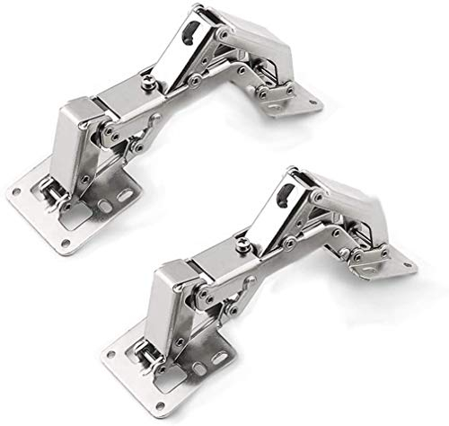 Tiberham Cabinet Door Hinges, 170 Degree No-Drilling Hole Furniture Surface Mount Folding, Heavy Duty Large Angle Kitchen Cupboard Door Hinges (Pack of 2)