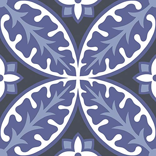 FloorPops FP3309 Capri Bodenfliesen zum Abziehen und Aufkleben, mehrfarbig, Vinyl, 10 Fliesen à 30,5 x 30,5 cm, seidenmatt, Mediterran, Geblümt, Wasserabweisend