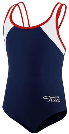 TIZAX Baddräkt i ett stycke med korsade remmar för barn, flickor, ”rashguard”, UPF 50+, snabbtorkande, 4 år