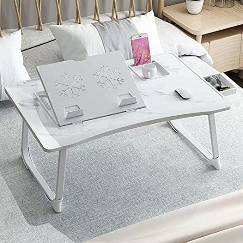 HGTRH Sängbricka bord med vikbara ben trä servering frukost i säng, laptopbord för soffa vikbar med kopphållare sovsal bord bärbar för arbete skrivande läsning och frukost
