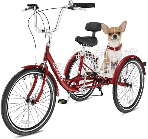 NAIZEA Adult Tricycle, 7 Speed Three Wheel Cruiser Bike, 20/24/26 inch Adult Trikes 3 Wheel Bikes with Large Basket for Seniors, Adults, Women, Men, Multiple Colors