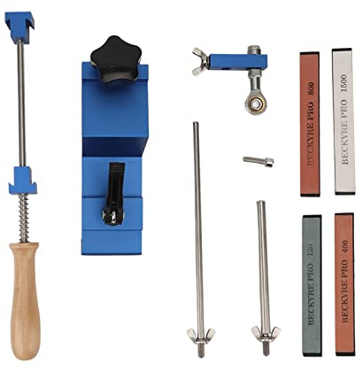 Sistema de afilador de cuchillos de cocina con 4 piedras de afilar, molinillo de cuchillos de ajuste Flexible de acero inoxidable de ángulo fijo con tapa profesional